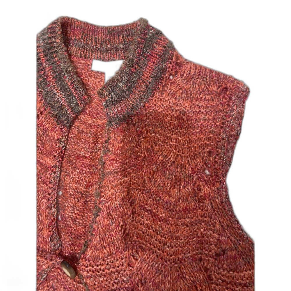 Coldwater Creek Whimsygoth Fairycore Pointelle Knit Long Vest Ombre Earthy M - Picture 11 of 12